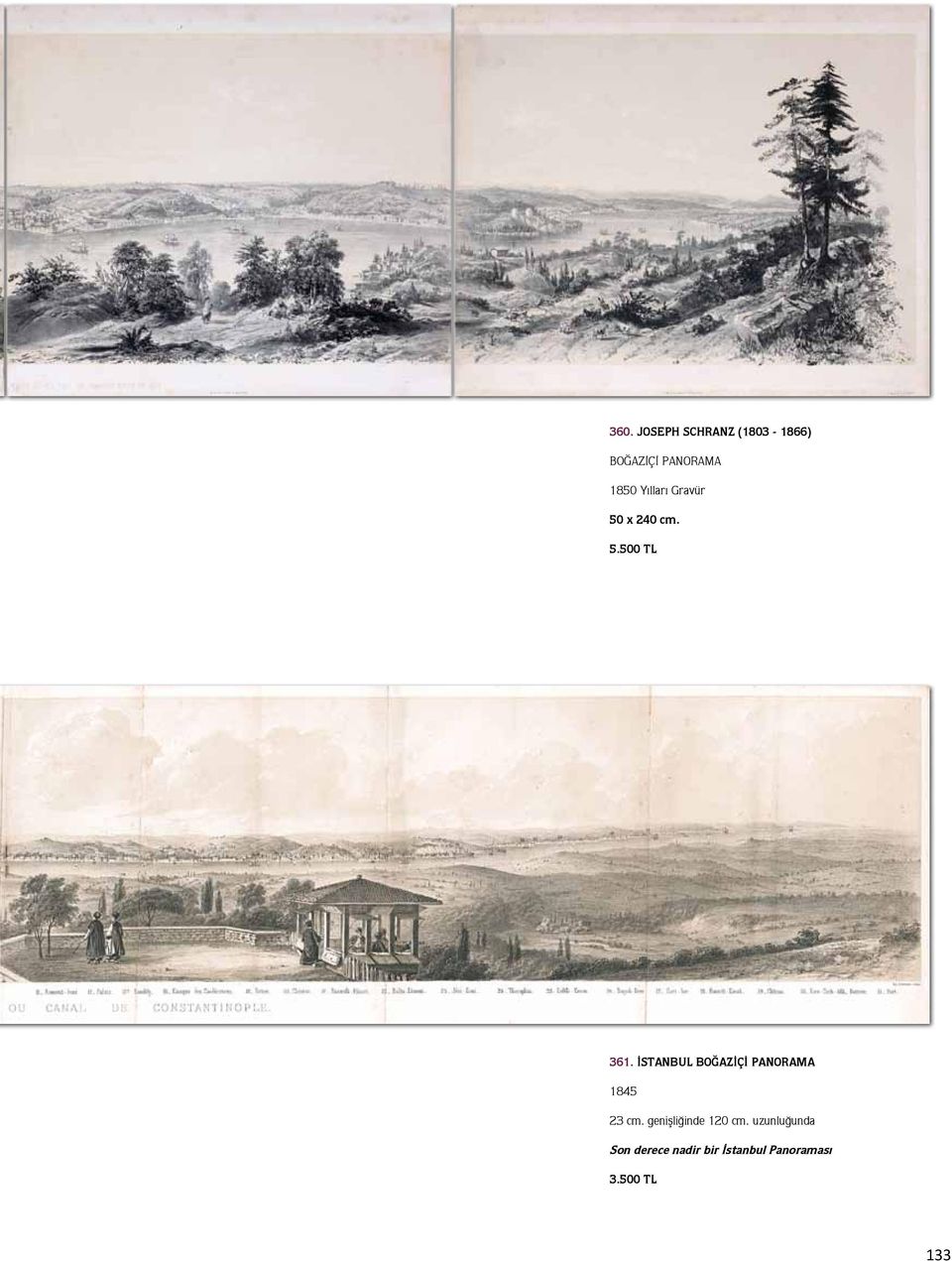 İSTANBUL BOĞAZİÇİ PANORAMA 1845 23 cm.