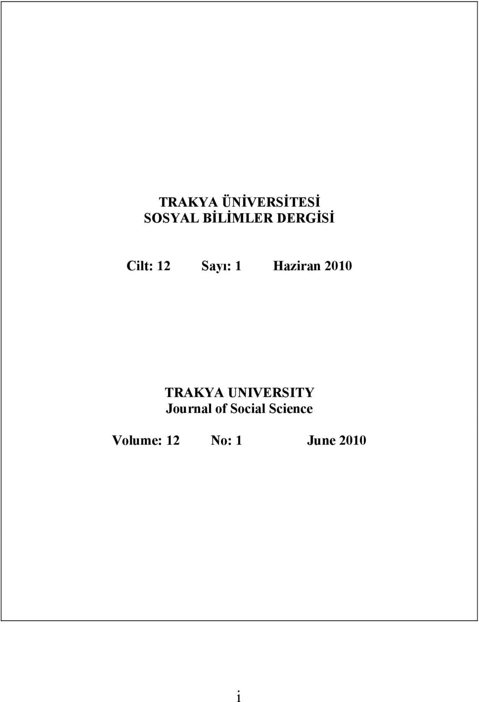 2010 TRAKYA UNIVERSITY Journal of