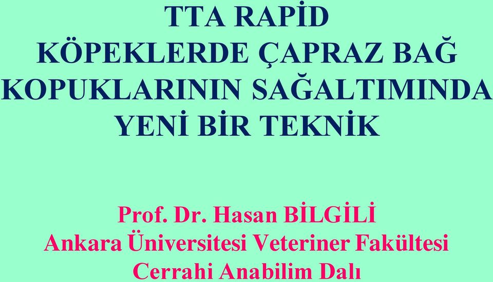 TEKNİK Prof. Dr.