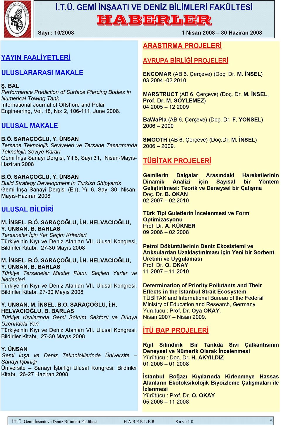 ÜNSAN Tersane Teknolojik Seviyeleri ve Tersane Tasarımında Teknolojik Seviye Kararı Gemi İnşa Sanayi Dergisi, Yıl 6, Sayı 31, Nisan-Mayıs- Haziran 2008 B.Ö. SARAÇOĞLU, Y.