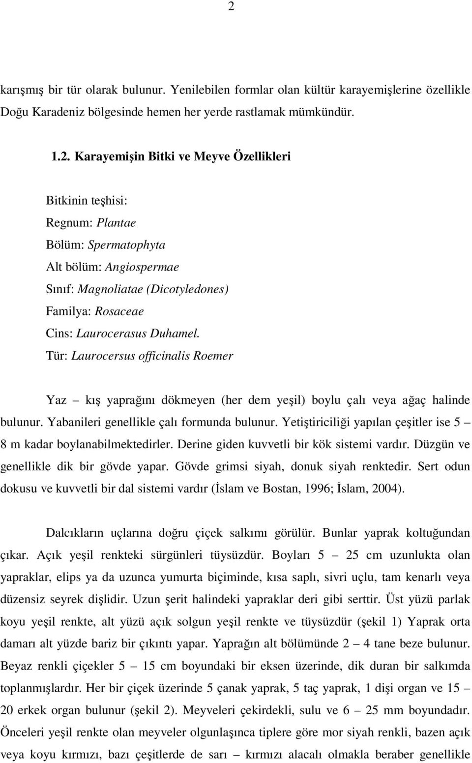 Tür: Laurocersus officinalis Roemer Yaz kış yaprağını dökmeyen (her dem yeşil) boylu çalı veya ağaç halinde bulunur. Yabanileri genellikle çalı formunda bulunur.