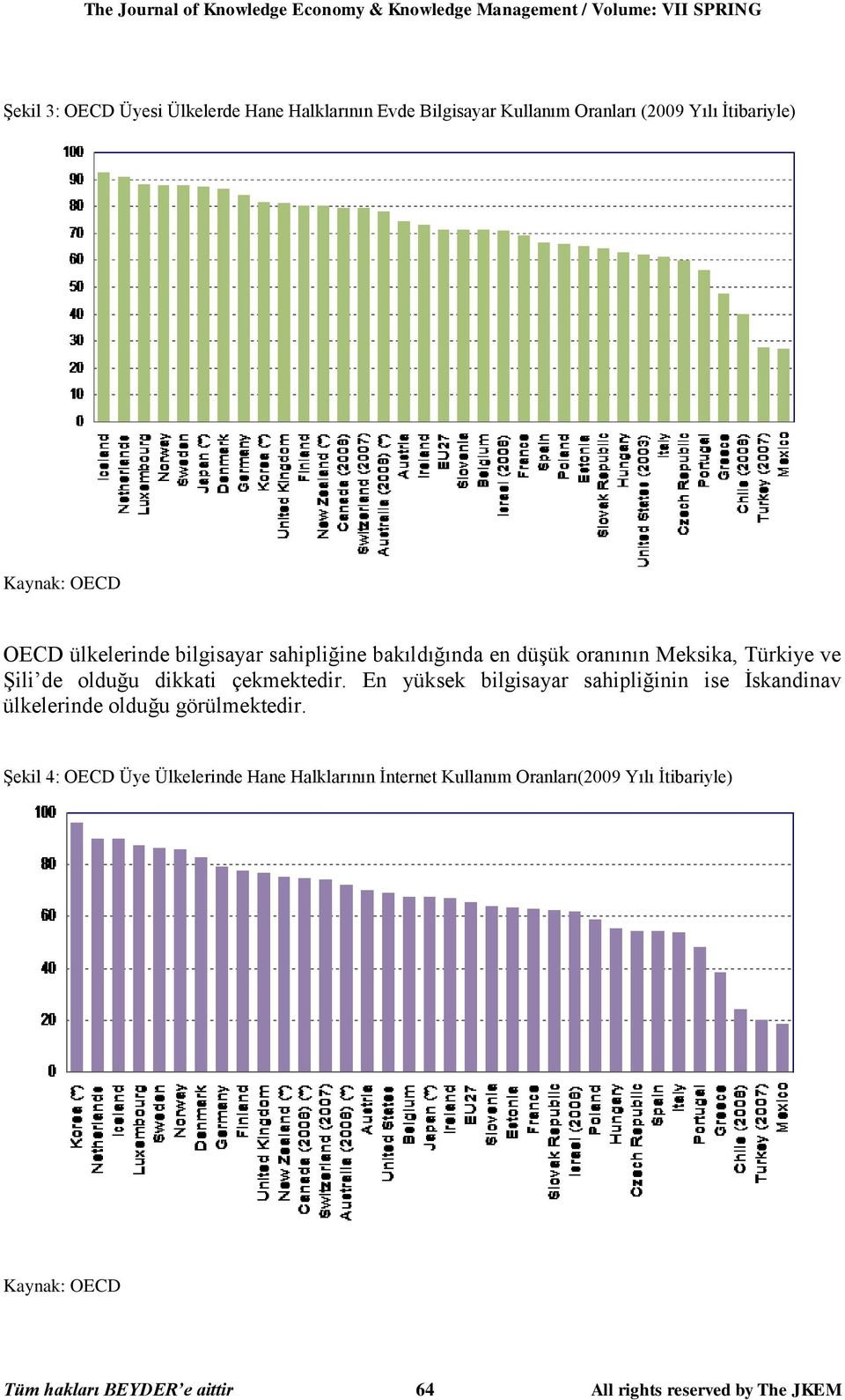 ve Şili de olduğu dikkati çekmektedir. En yüksek bilgisayar sahipliğinin ise İskandinav ülkelerinde olduğu görülmektedir.