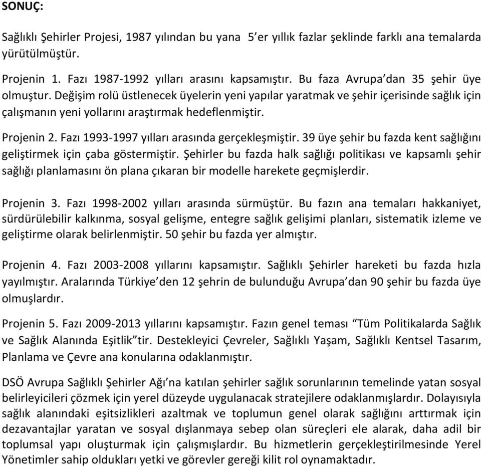 Fazı 1993-1997 yılları arasında gerçekleşmiştir. 39 üye şehir bu fazda kent sağlığını geliştirmek için çaba göstermiştir.