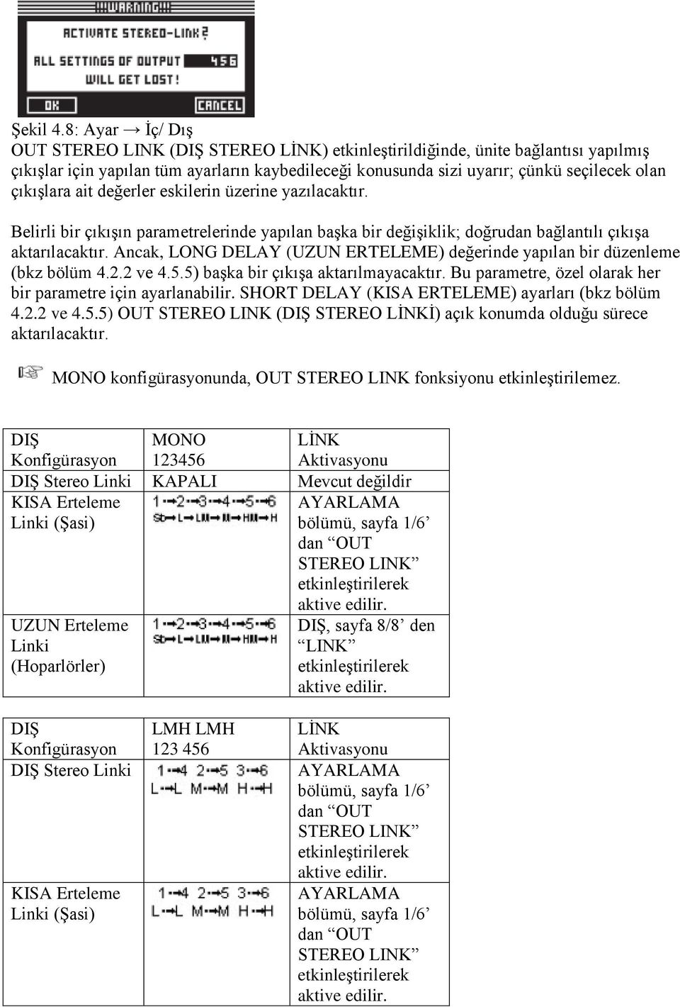 çıkışlara ait değerler eskilerin üzerine yazılacaktır. Belirli bir çıkışın parametrelerinde yapılan başka bir değişiklik; doğrudan bağlantılı çıkışa aktarılacaktır.