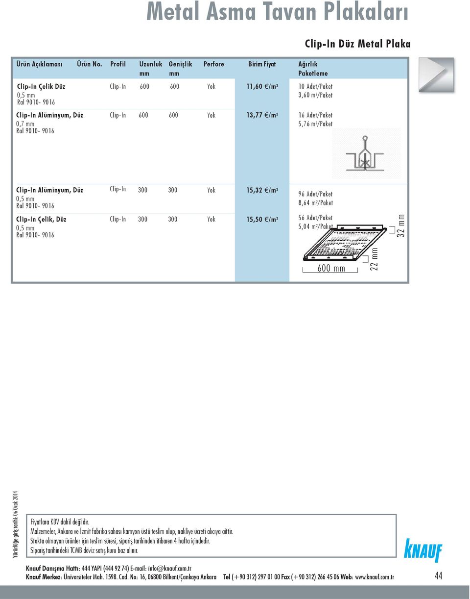 Adet/Paket 5,76 m 2 /Paket Alüminyum, Düz 300 300 Yok 15,32 /m 2 96