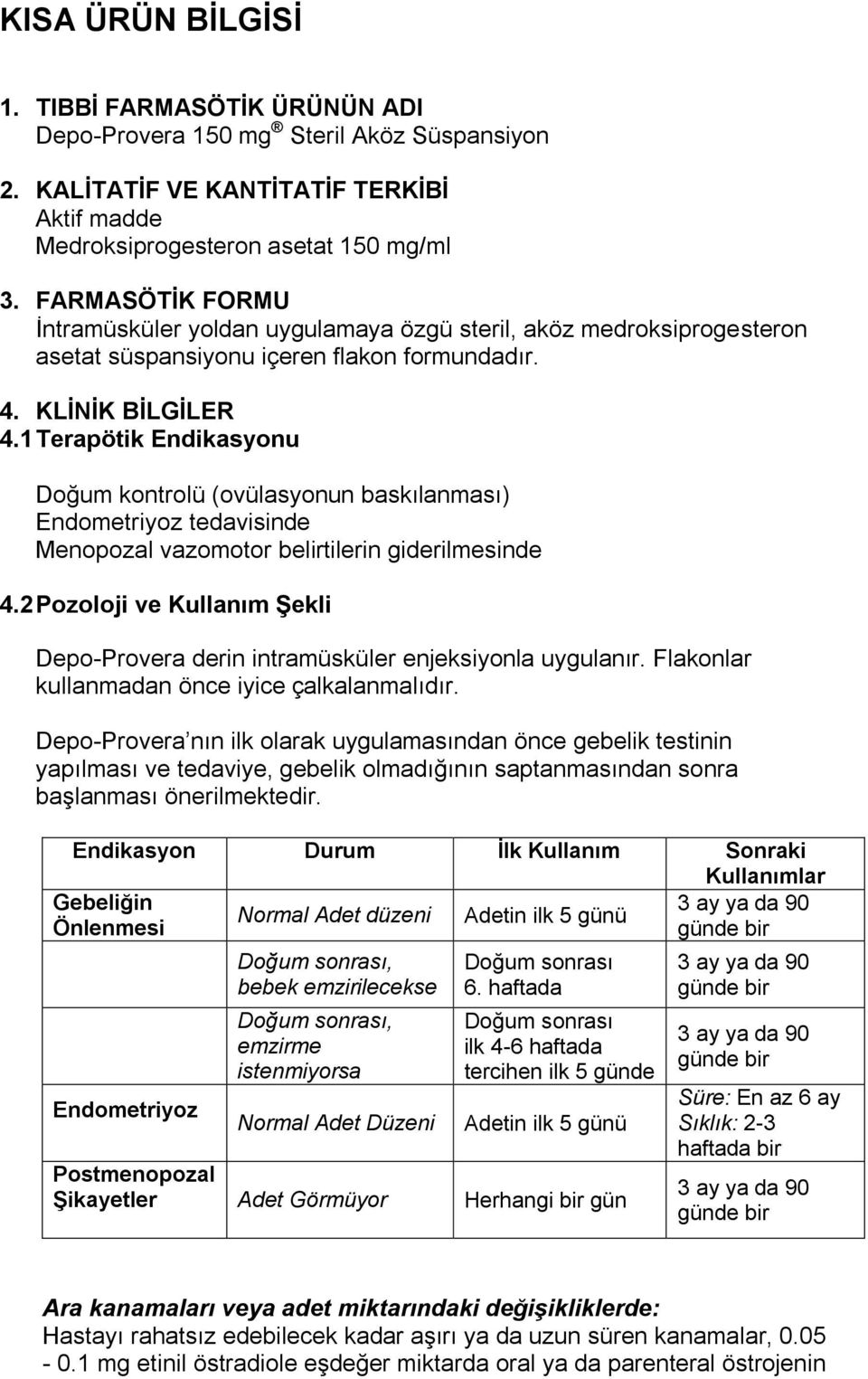 1 Terapötik Endikasyonu Doğum kontrolü (ovülasyonun baskılanması) Endometriyoz tedavisinde Menopozal vazomotor belirtilerin giderilmesinde 4.