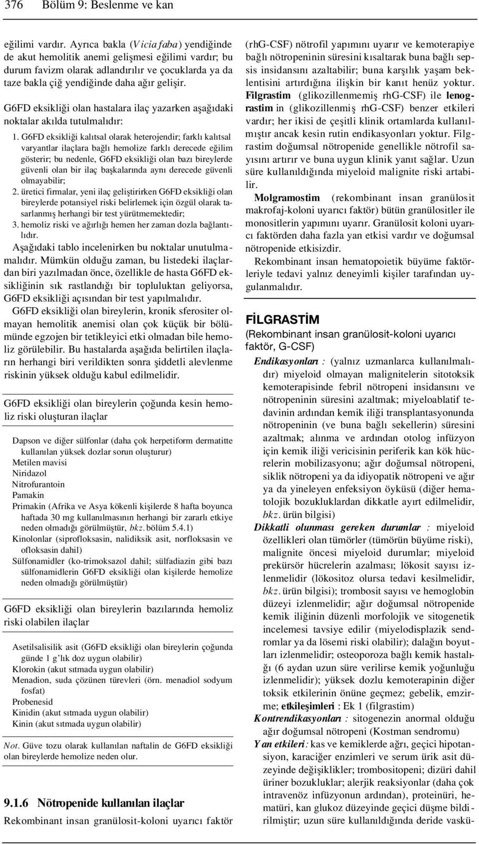 G6FD eksikli i olan hastalara ilaç yazarken afla daki noktalar ak lda tutulmal d r: 1.