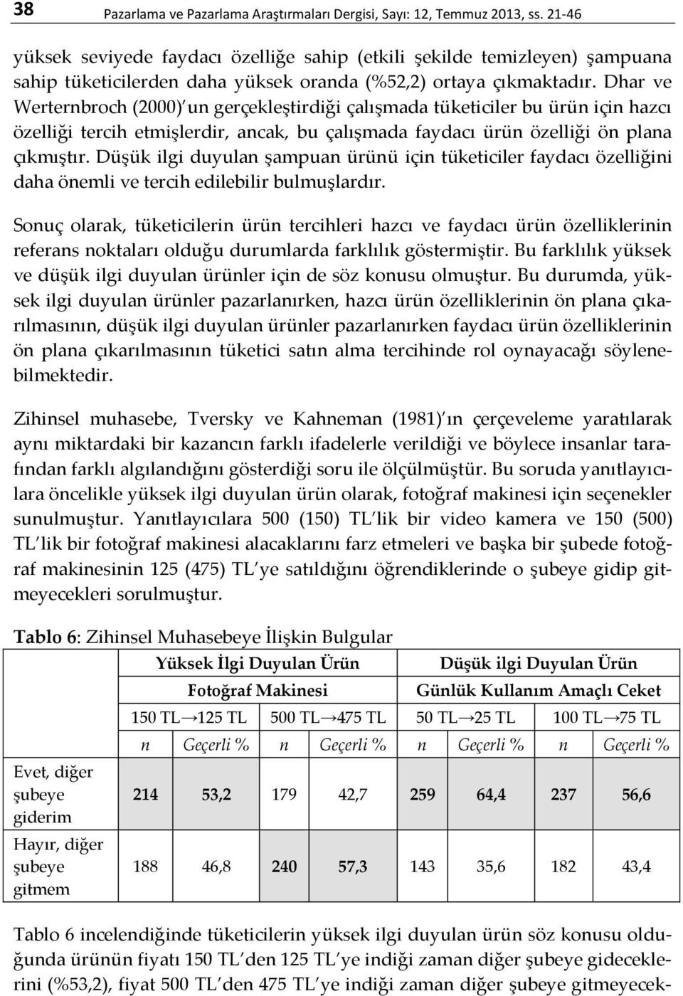 Dhar ve Werternbroch (2000) un gerçekleştirdiği çalışmada tüketiciler bu ürün için hazcı özelliği tercih etmişlerdir, ancak, bu çalışmada faydacı ürün özelliği ön plana çıkmıştır.