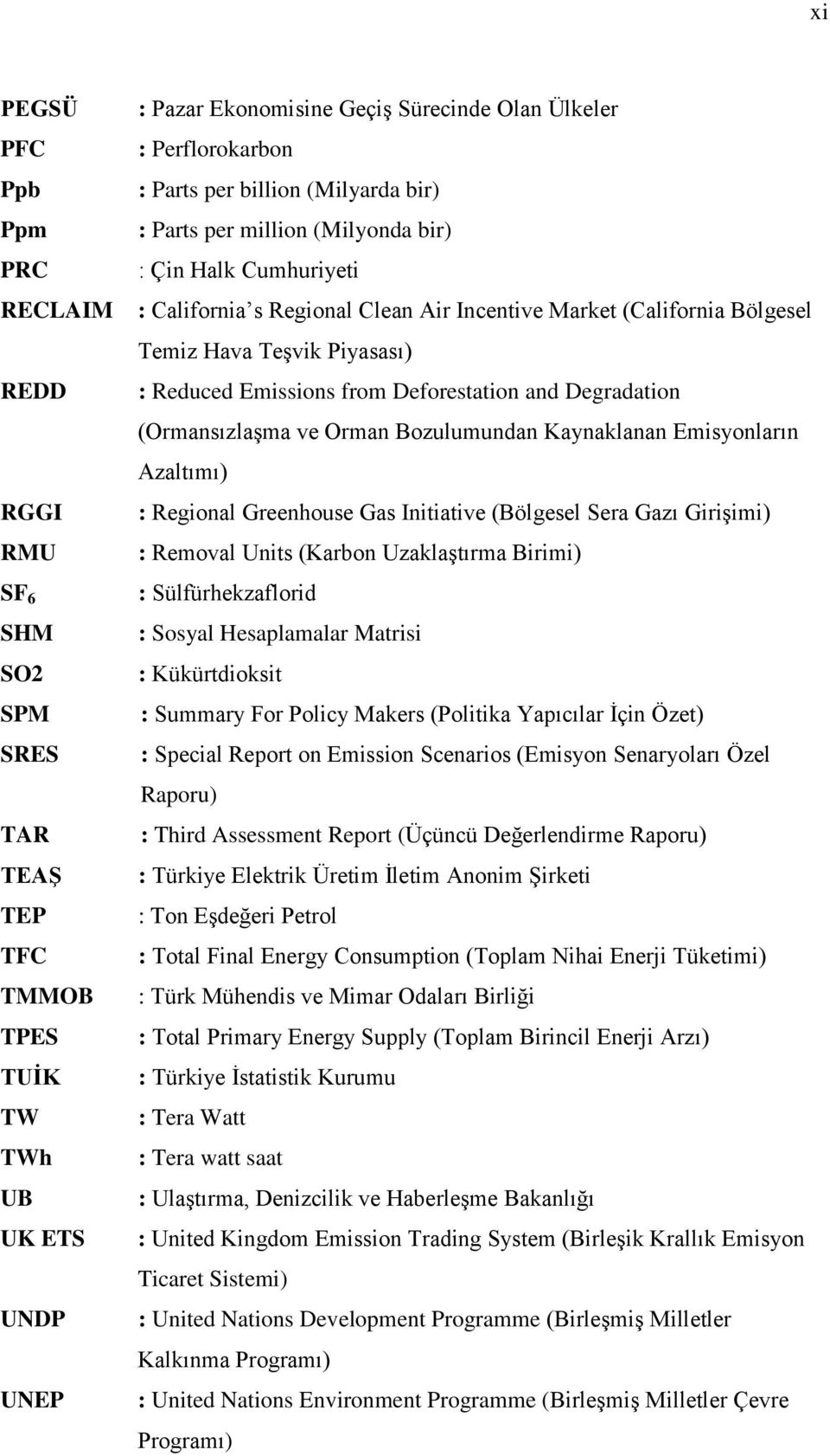 Reduced Emissions from Deforestation and Degradation (Ormansızlaşma ve Orman Bozulumundan Kaynaklanan Emisyonların Azaltımı) : Regional Greenhouse Gas Initiative (Bölgesel Sera Gazı Girişimi) :