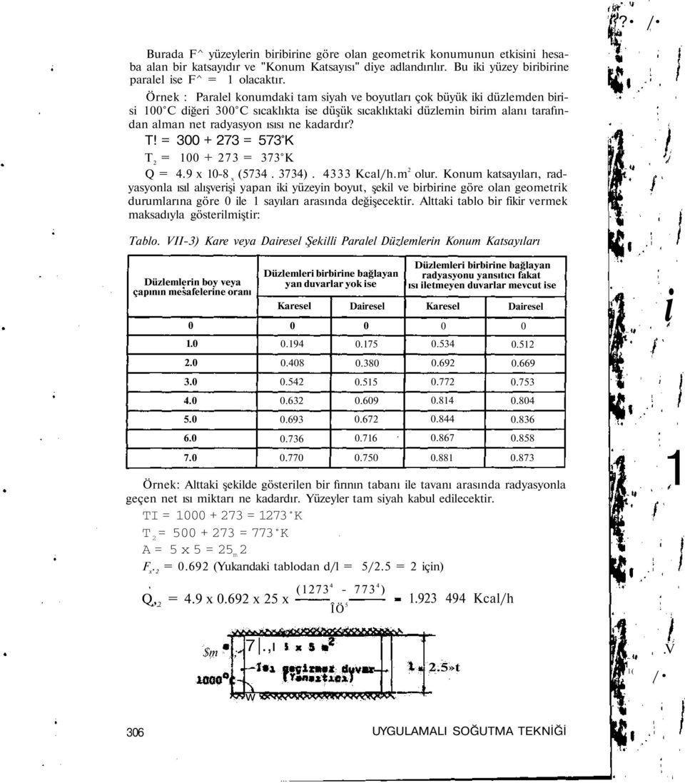 = 3 + 273 = 573 K T 2 = + 273 = 373 K Q = 4.9 x -8 x (5734. 3734). 4333 Kcal/h.m 2 olur.