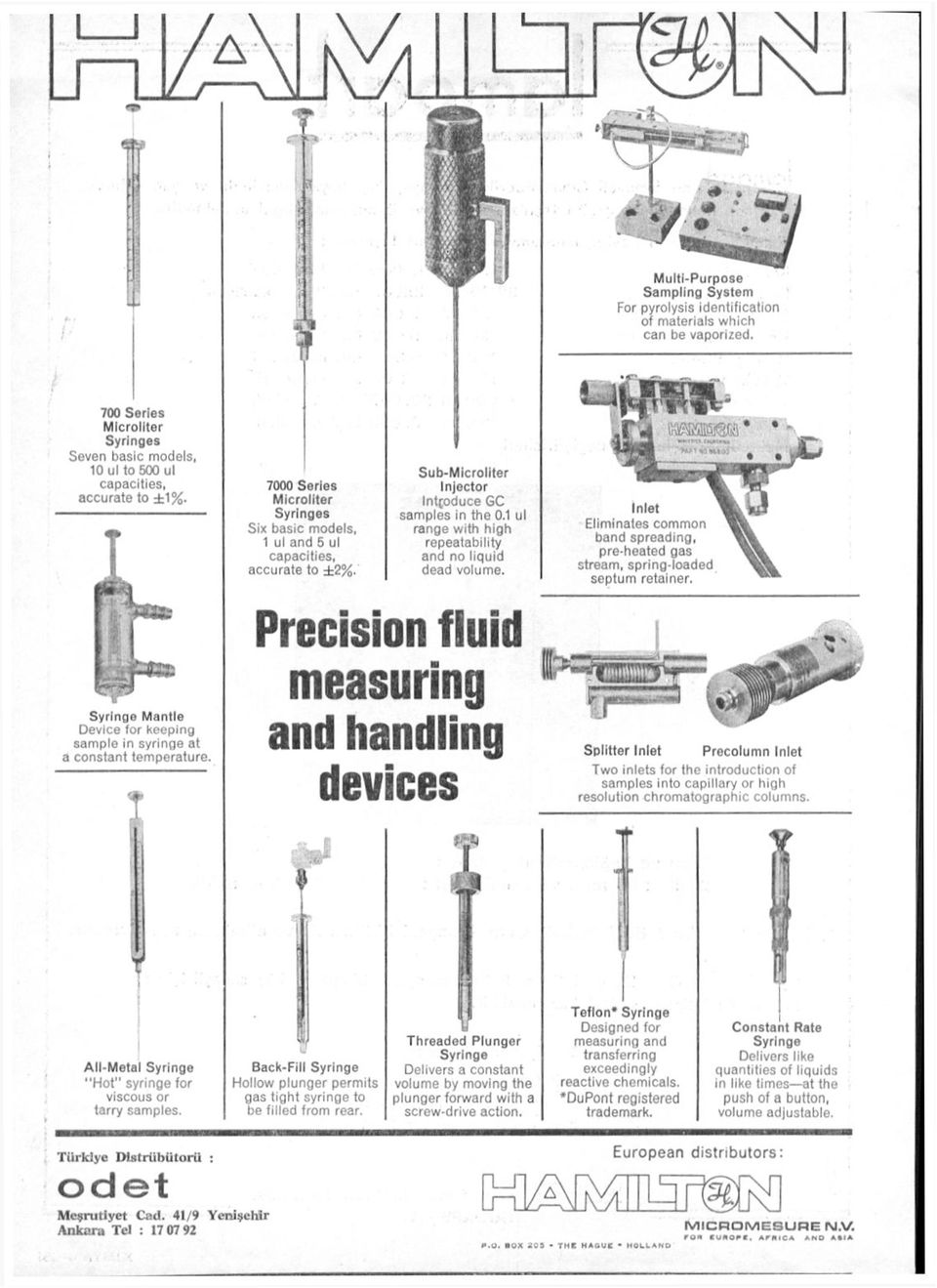 stream, spring-loaded septum retainer. Splitter İnlet Precolumn İnlet Two inlets for the introduction of samples into capillary or high resolution chromatographic columns.