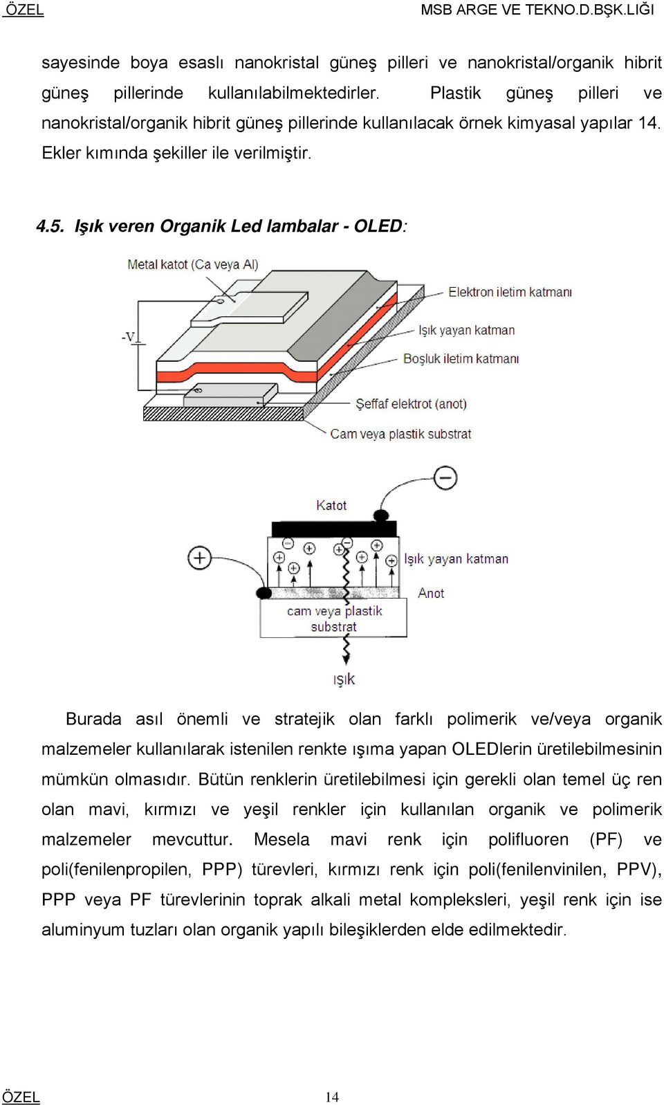 Işık veren rganik Led lambalar - LED: Burada asıl önemli ve stratejik olan farklı polimerik ve/veya organik malzemeler kullanılarak istenilen renkte ışıma yapan LEDlerin üretilebilmesinin mümkün