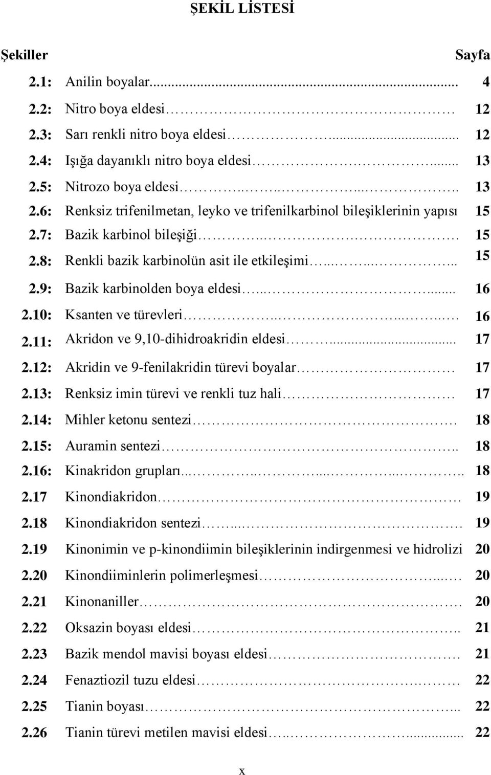 ........ 15 2.9: Bazik karbinolden boya eldesi...... 16 2.10: Ksanten ve türevleri........ 16 2.11: Akridon ve 9,10-dihidroakridin eldesi... 17 2.12: Akridin ve 9-fenilakridin türevi boyalar 17 2.