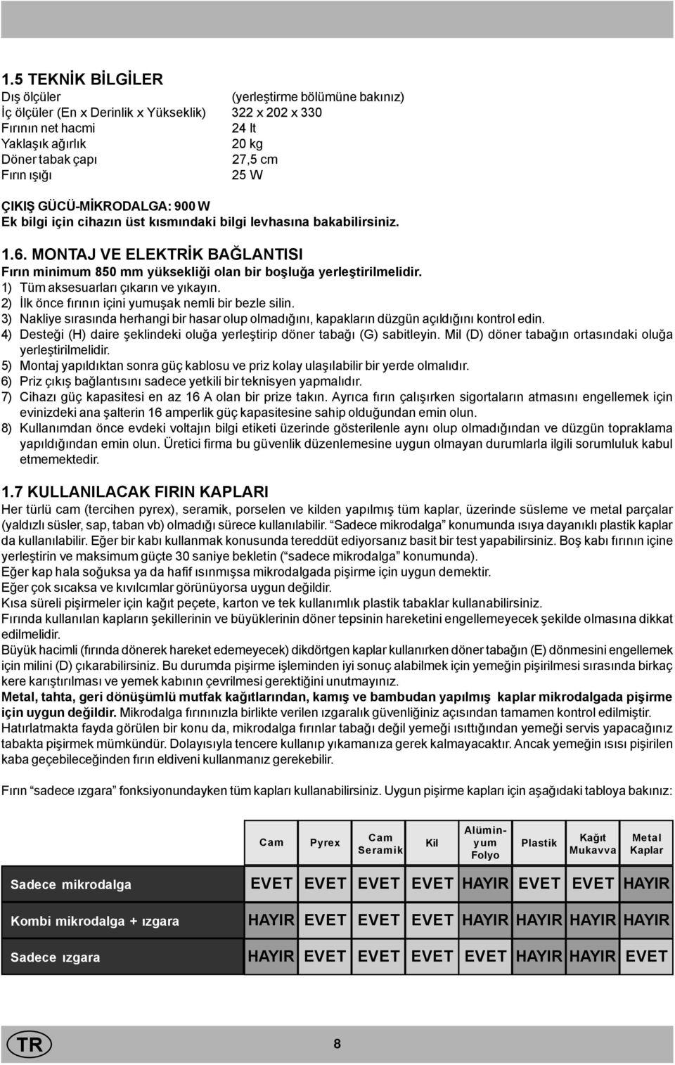 1) Tüm aksesuarlarý çýkarýn ve yýkayýn. 2) Ýlk önce fýrýnýn içini yumuþak nemli bir bezle silin. ) Nakliye sýrasýnda herhangi bir hasar olup olmadýðýný, kapaklarýn düzgün açýldýðýný kontrol edin.