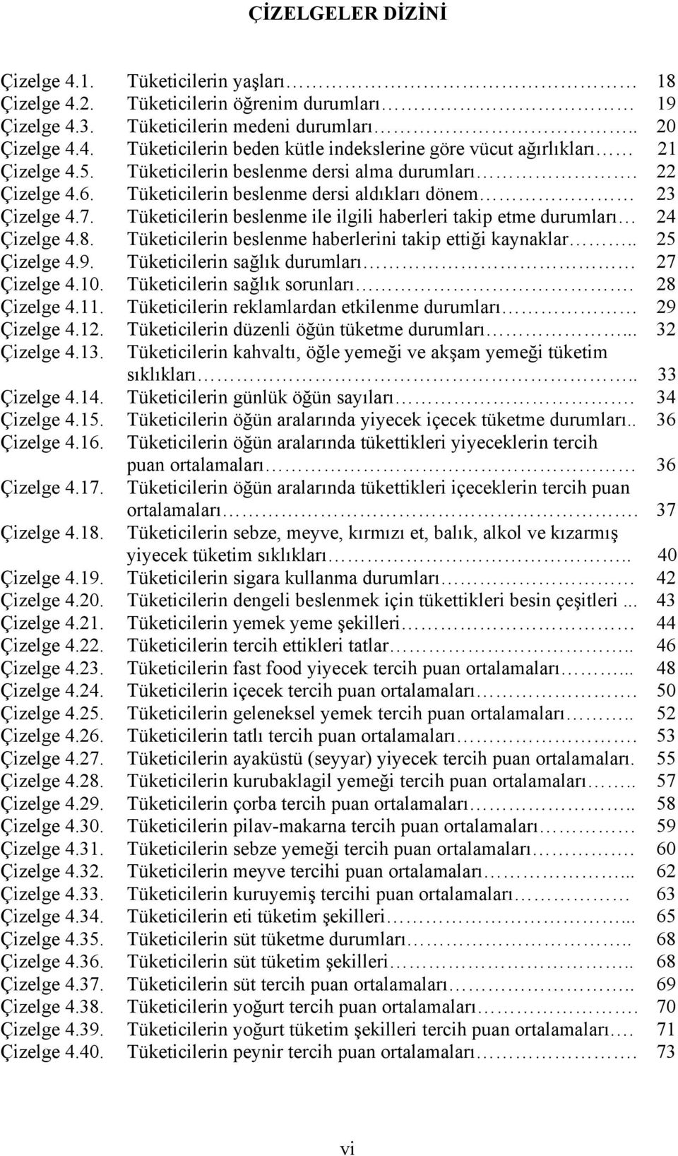 Tüketicilerin beslenme ile ilgili haberleri takip etme durumları 24 Çizelge 4.8. Tüketicilerin beslenme haberlerini takip ettiği kaynaklar.. 25 Çizelge 4.9.