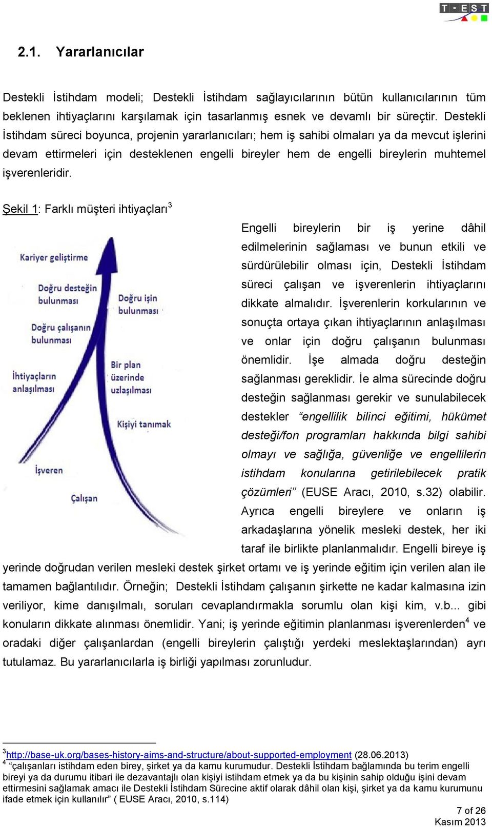 işverenleridir. edilmelerinin sağlaması ve bunun etkili ve sürdürülebilir olması için, Destekli İstihdam süreci çalışan ve işverenlerin ihtiyaçlarını dikkate almalıdır.