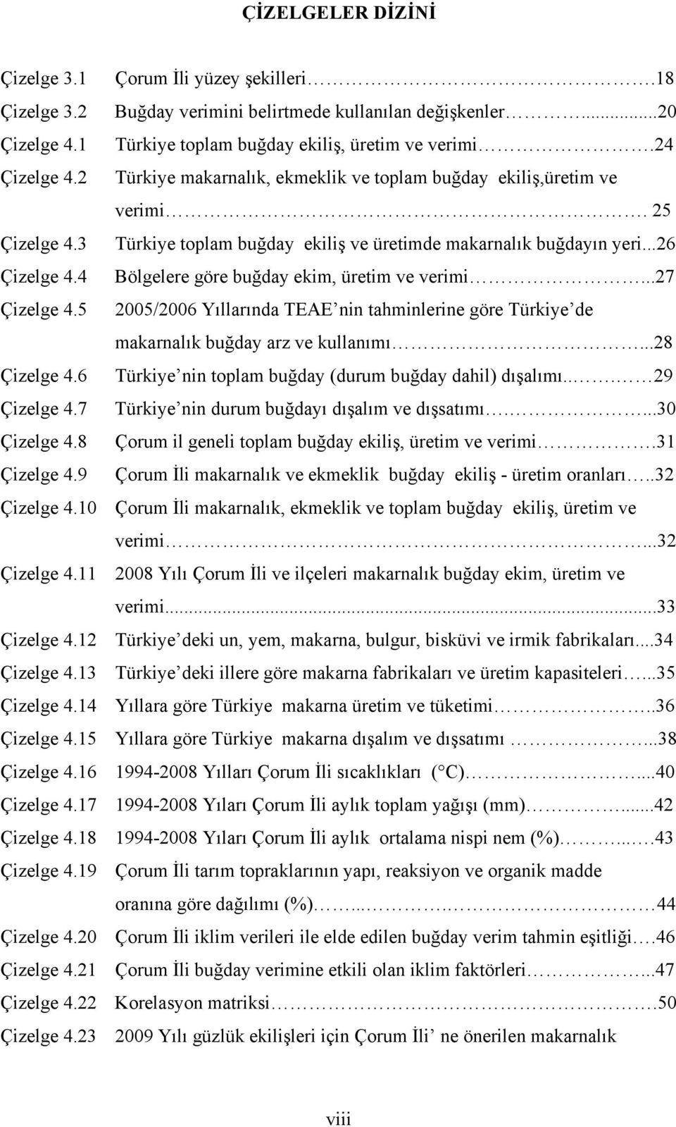 4 Bölgelere göre buğday ekim, üretim ve verimi...27 Çizelge 4.5 2005/2006 Yıllarında TEAE nin tahminlerine göre Türkiye de makarnalık buğday arz ve kullanımı...28 Çizelge 4.