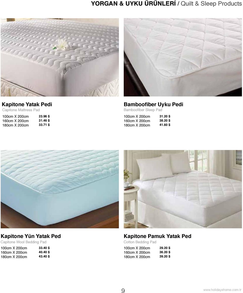 71 $ Bamboofiber Uyku Pedi Bamboofiber Sleep Pad 100cm X 200cm 160cm X 200cm 180cm X 200cm 31.20 $ 38.20 $ 41.