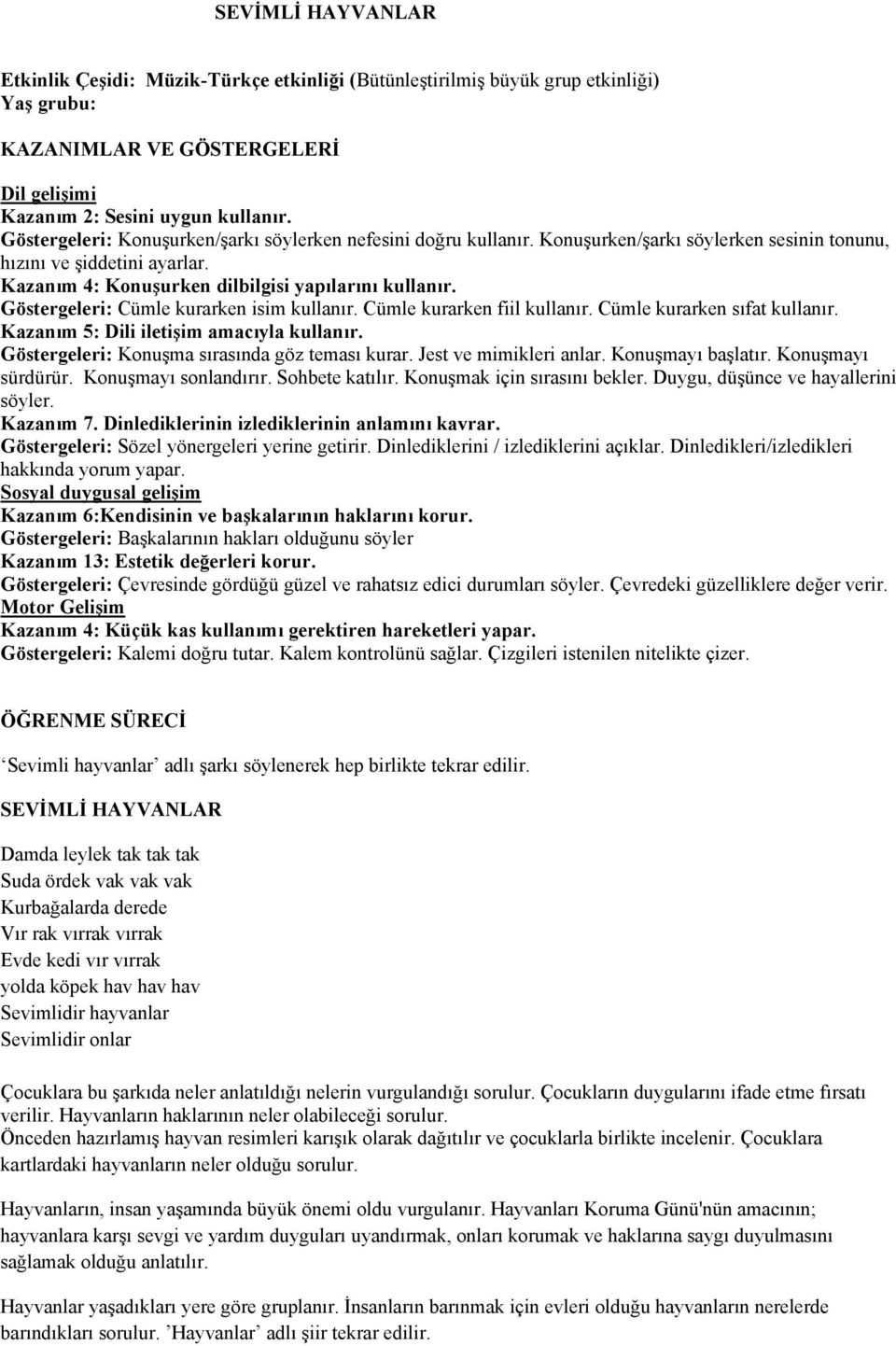 Göstergeleri: Cümle kurarken isim kullanır. Cümle kurarken fiil kullanır. Cümle kurarken sıfat kullanır. Kazanım 5: Dili iletişim amacıyla kullanır. Göstergeleri: Konuşma sırasında göz teması kurar.