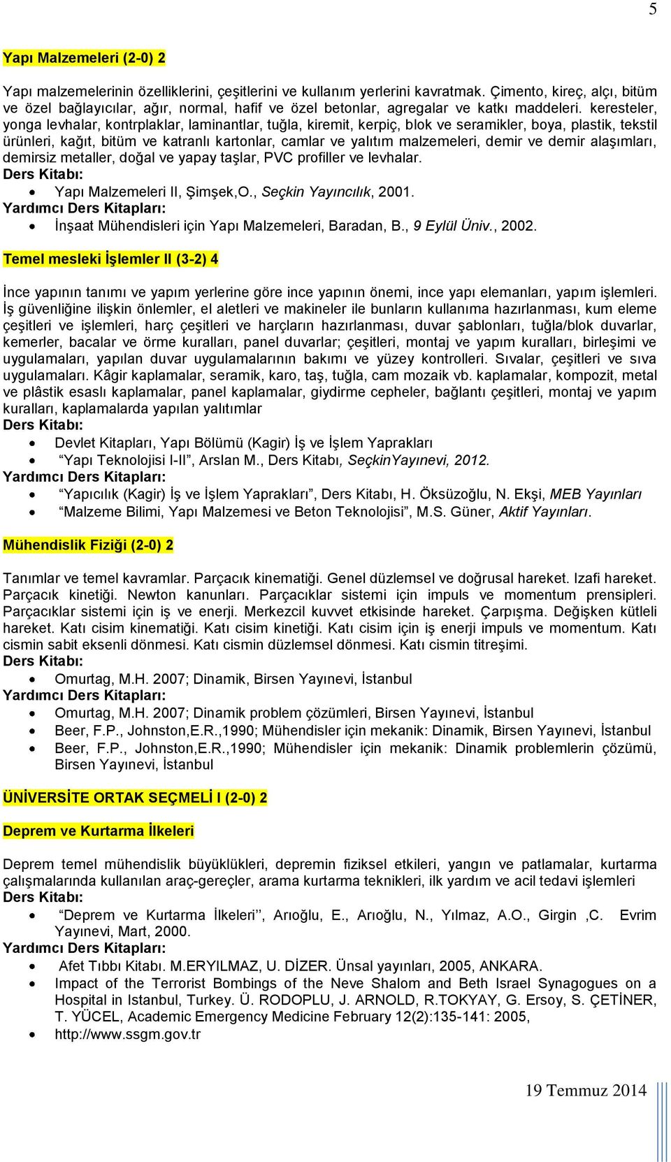 keresteler, yonga levhalar, kontrplaklar, laminantlar, tuğla, kiremit, kerpiç, blok ve seramikler, boya, plastik, tekstil ürünleri, kağıt, bitüm ve katranlı kartonlar, camlar ve yalıtım malzemeleri,