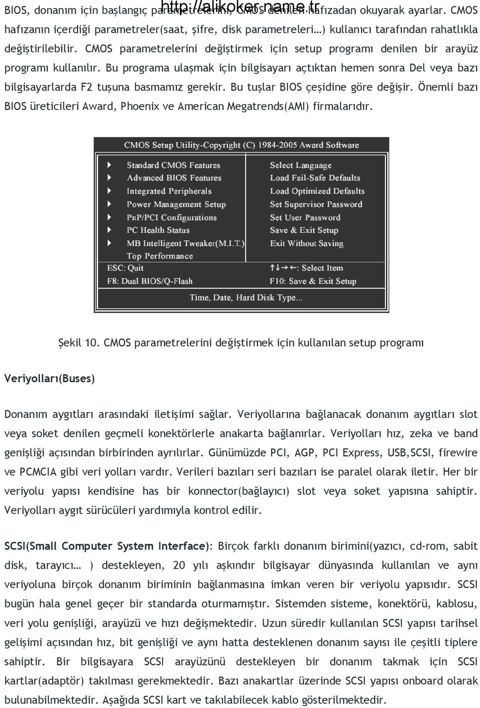 CMOS parametrelerini değiştirmek için setup programı denilen bir arayüz programı kullanılır.