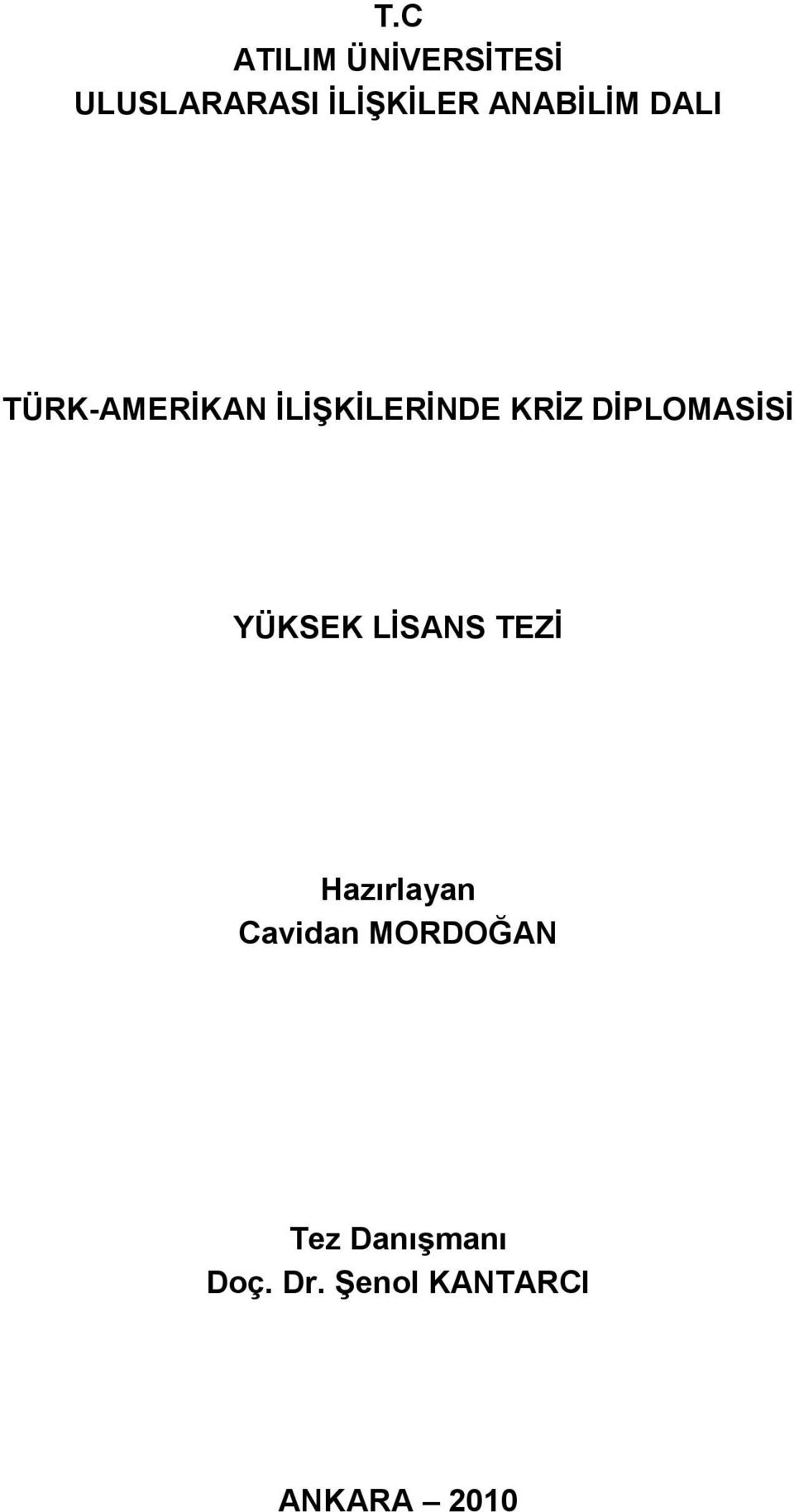 DİPLOMASİSİ YÜKSEK LİSANS TEZİ Hazırlayan Cavidan