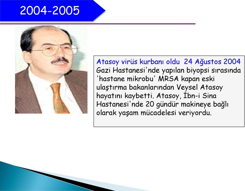 eski ulaģtırma bakanlarından Veysel Atasoy hayatını kaybetti.