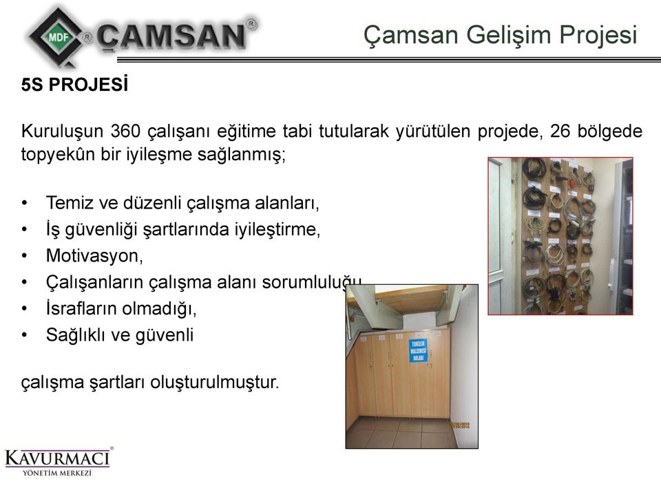 güvenliği şartlarında iyileştirme, Motivasyon, Çalışanların çalışma alanı