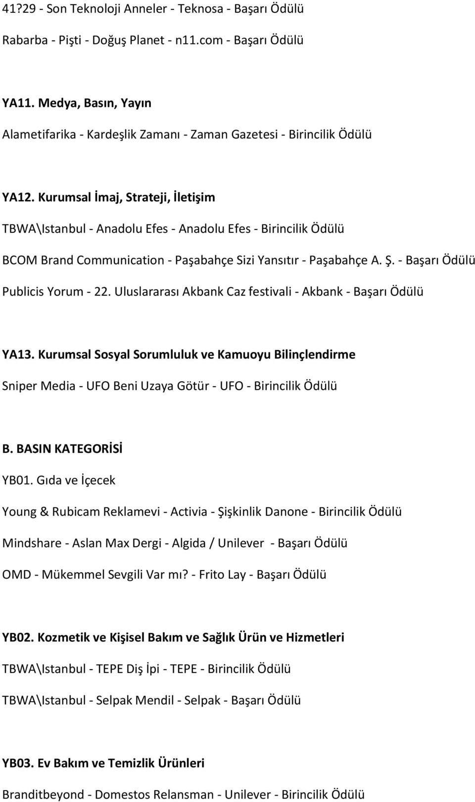 Kurumsal İmaj, Strateji, İletişim TBWA\Istanbul - Anadolu Efes - Anadolu Efes - Birincilik Ödülü BCOM Brand Communication - Paşabahçe Sizi Yansıtır - Paşabahçe A. Ş.