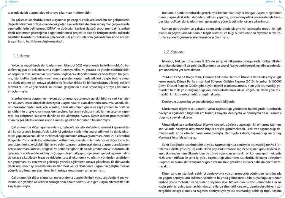 belirlenmesi İSTKA nın doğrudan faaliyet desteği programındaki İstanbul deniz ulaşımının geleceğinin değerlendirilmesi projesi ile bire bir örtüşmektedir.