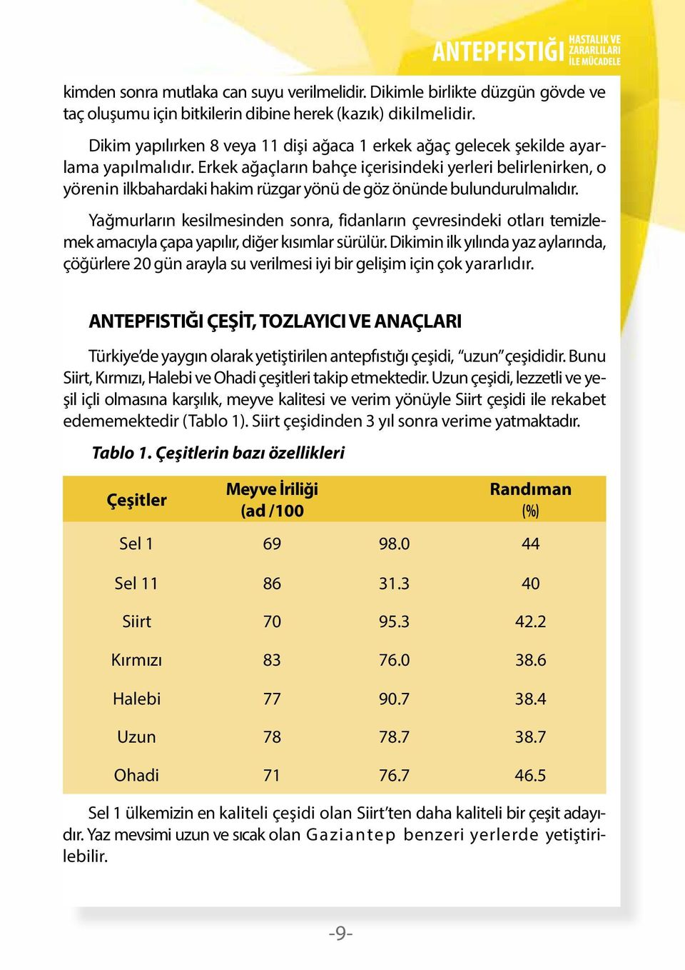 Erkek ağaçların bahçe içerisindeki yerleri belirlenirken, o yörenin ilkbahardaki hakim rüzgar yönü de göz önünde bulundurulmalıdır.