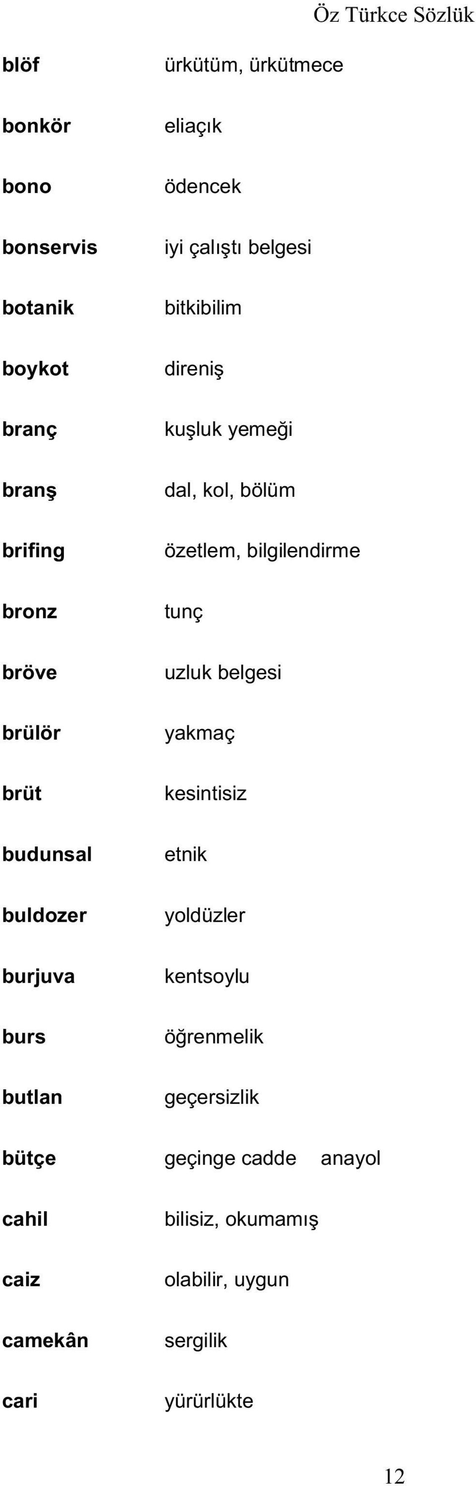 brülör yakmaç brüt kesintisiz budunsal etnik buldozer yoldüzler burjuva kentsoylu burs butlan