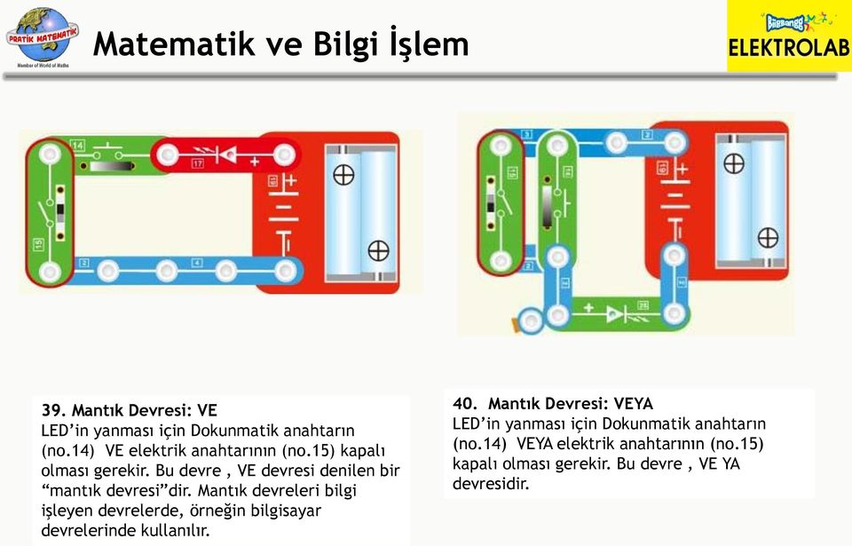 Mantık devreleri bilgi işleyen devrelerde, örneğin bilgisayar devrelerinde kullanılır. 40.