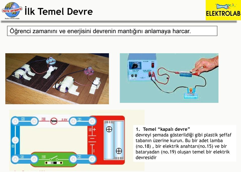 Temel kapalı devre devreyi şemada gösterildiği gibi plastik şeffaf