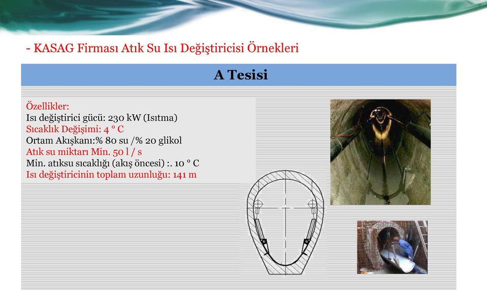 C Ortam Akışkanı:% 80 su /% 20 glikol Atık su miktarı Min. 50 l / s Min.