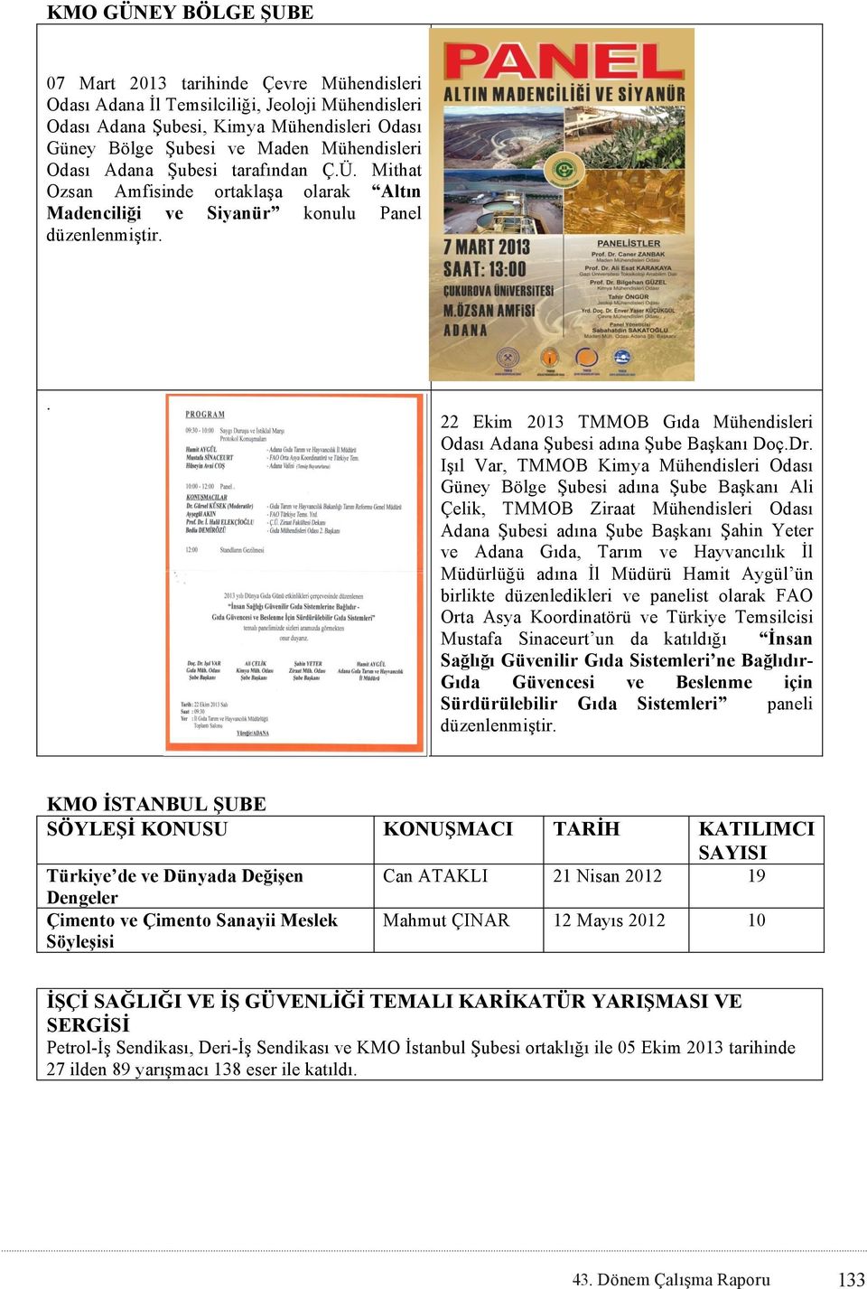 . KMO İSTANBUL ŞUBE SÖYLEŞİ KONUSU Türkiye de ve Dünyada Değişen Dengeler Çimento ve Çimento Sanayii Meslek Söyleşisi 22 Ekim 2013 TMMOB Gıda Mühendisleri Odası Adana Şubesi adına Şube Başkanı Doç.Dr.