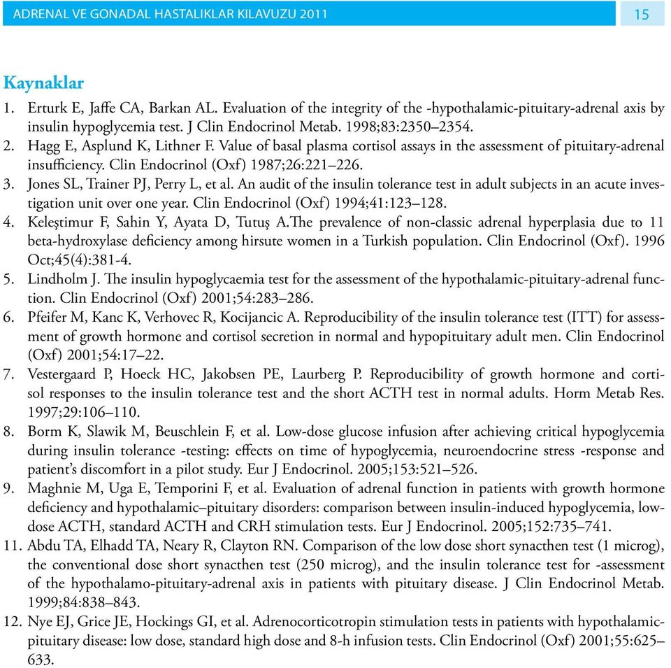 Clin Endocrinol (Oxf) 1987;26:221 226. 3. Jones SL, Trainer PJ, Perry L, et al. An audit of the insulin tolerance test in adult subjects in an acute investigation unit over one year.