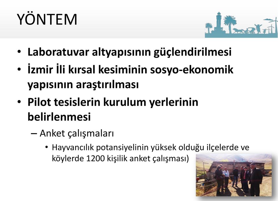 kurulum yerlerinin belirlenmesi Anket çalışmaları Hayvancılık