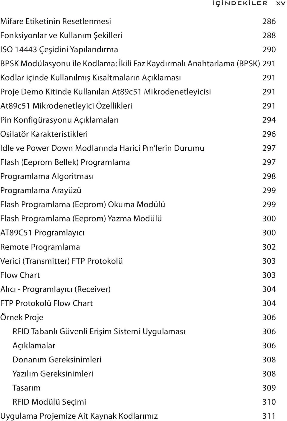 Osilatör Karakteristikleri 296 Idle ve Power Down Modlarında Harici Pın lerin Durumu 297 Flash (Eeprom Bellek) Programlama 297 Programlama Algoritması 298 Programlama Arayüzü 299 Flash Programlama