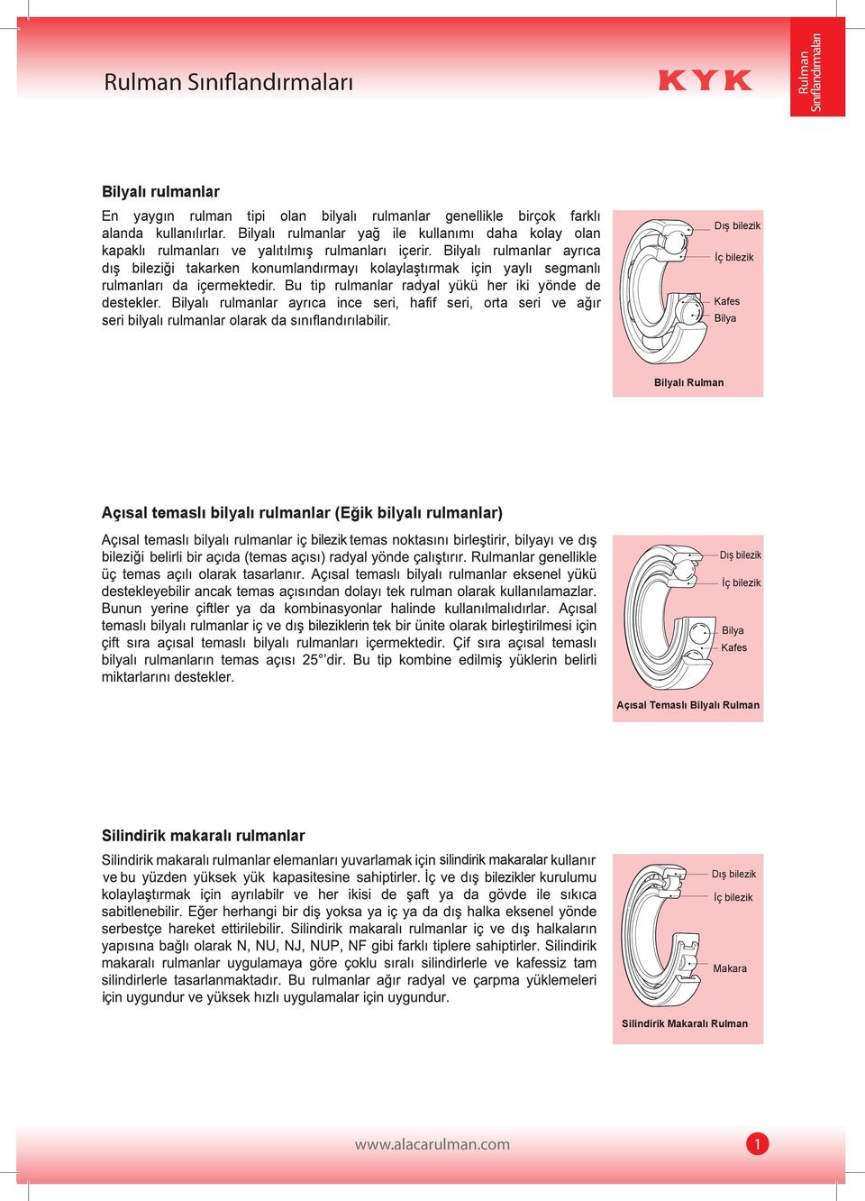 Bilyalı rulmanlar ayrıca dış bileziği takarken konumlandırmayı kolaylaştırmak için yaylı segmanlı rulmanları da içermektedir. Bu tip rulmanlar radyal yükü her iki yönde de destekler.