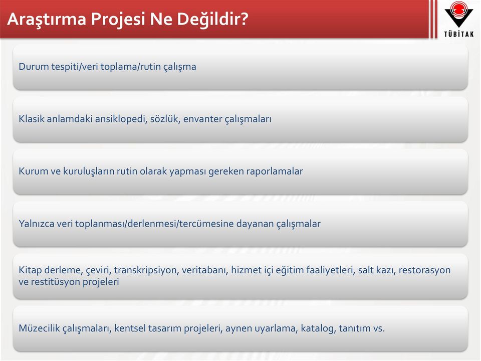 kuruluşların rutin olarak yapması gereken raporlamalar Yalnızca veri toplanması/derlenmesi/tercümesine dayanan