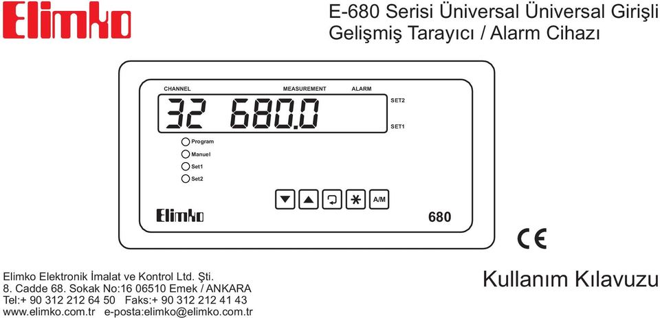 0 Program SET2 SET1 Manuel Set1 Set2 Elimko A/M 680 Elimko Elektronik Ýmalat ve Kontrol