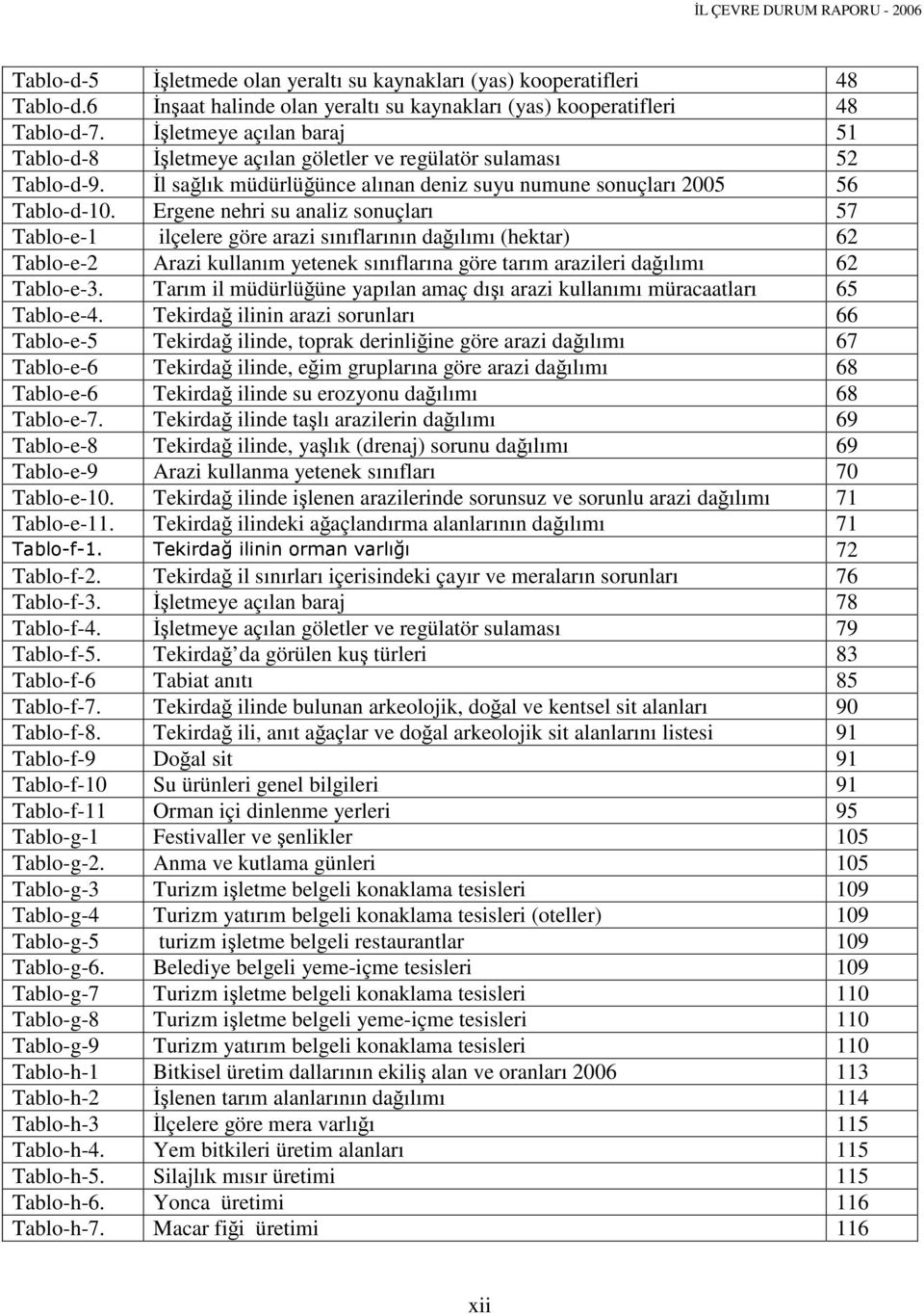 Ergene nehri su analiz sonuçları 57 Tablo-e-1 ilçelere göre arazi sınıflarının dağılımı (hektar) 62 Tablo-e-2 Arazi kullanım yetenek sınıflarına göre tarım arazileri dağılımı 62 Tablo-e-3.