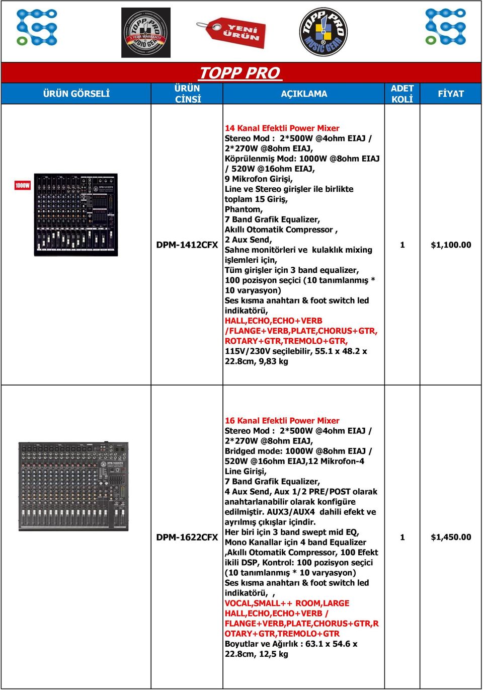 equalizer, 100 pozisyon seçici (10 tanımlanmış * 10 varyasyon) Ses kısma anahtarı & foot switch led indikatörü, HALL,ECHO,ECHO+VERB /FLANGE+VERB,PLATE,CHORUS+GTR, ROTARY+GTR,TREMOLO+GTR, 115V/230V