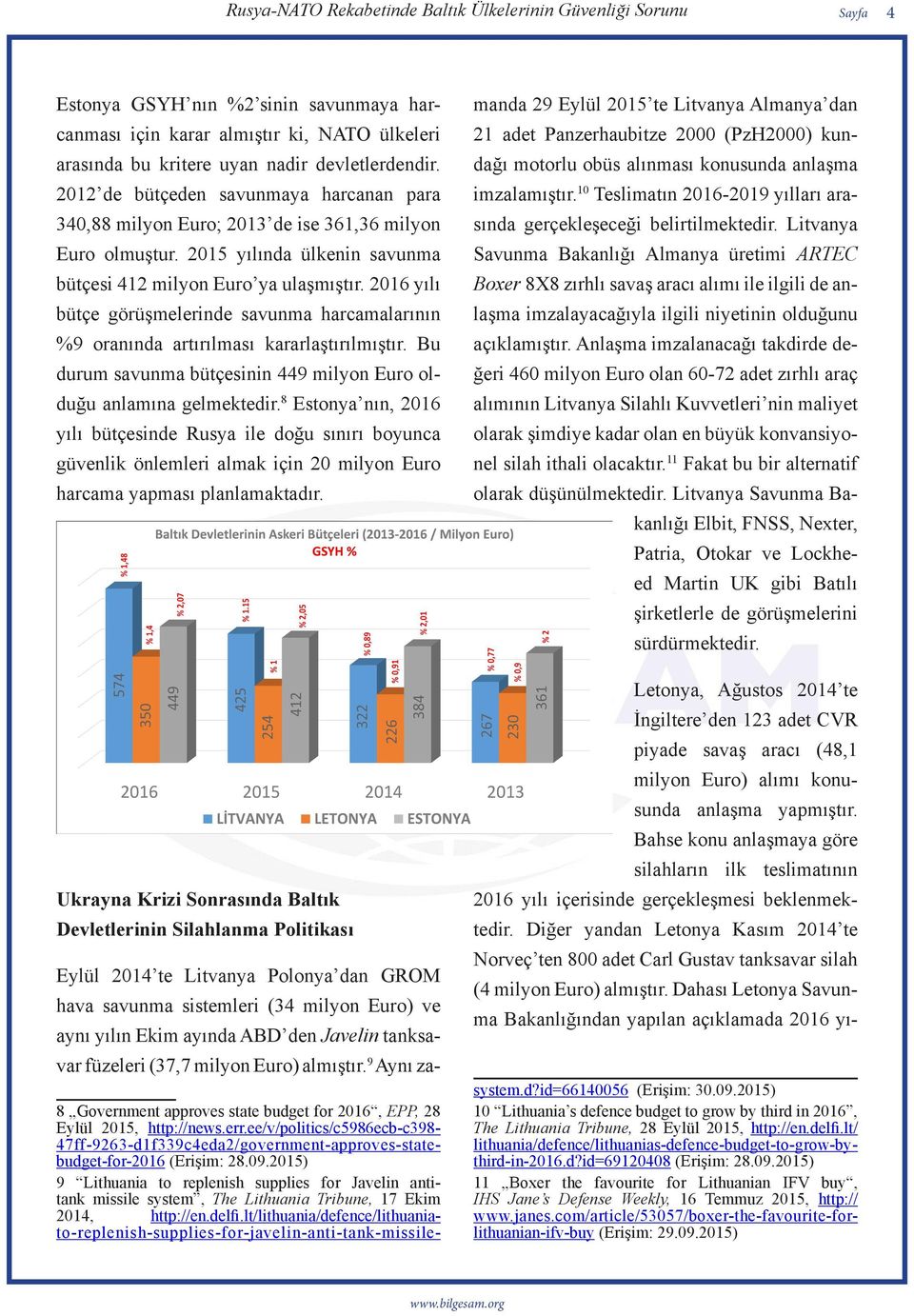 2016 yılı bütçe görüşmelerinde savunma harcamalarının %9 oranında artırılması kararlaştırılmıştır. Bu durum savunma bütçesinin 449 milyon Euro olduğu anlamına gelmektedir.