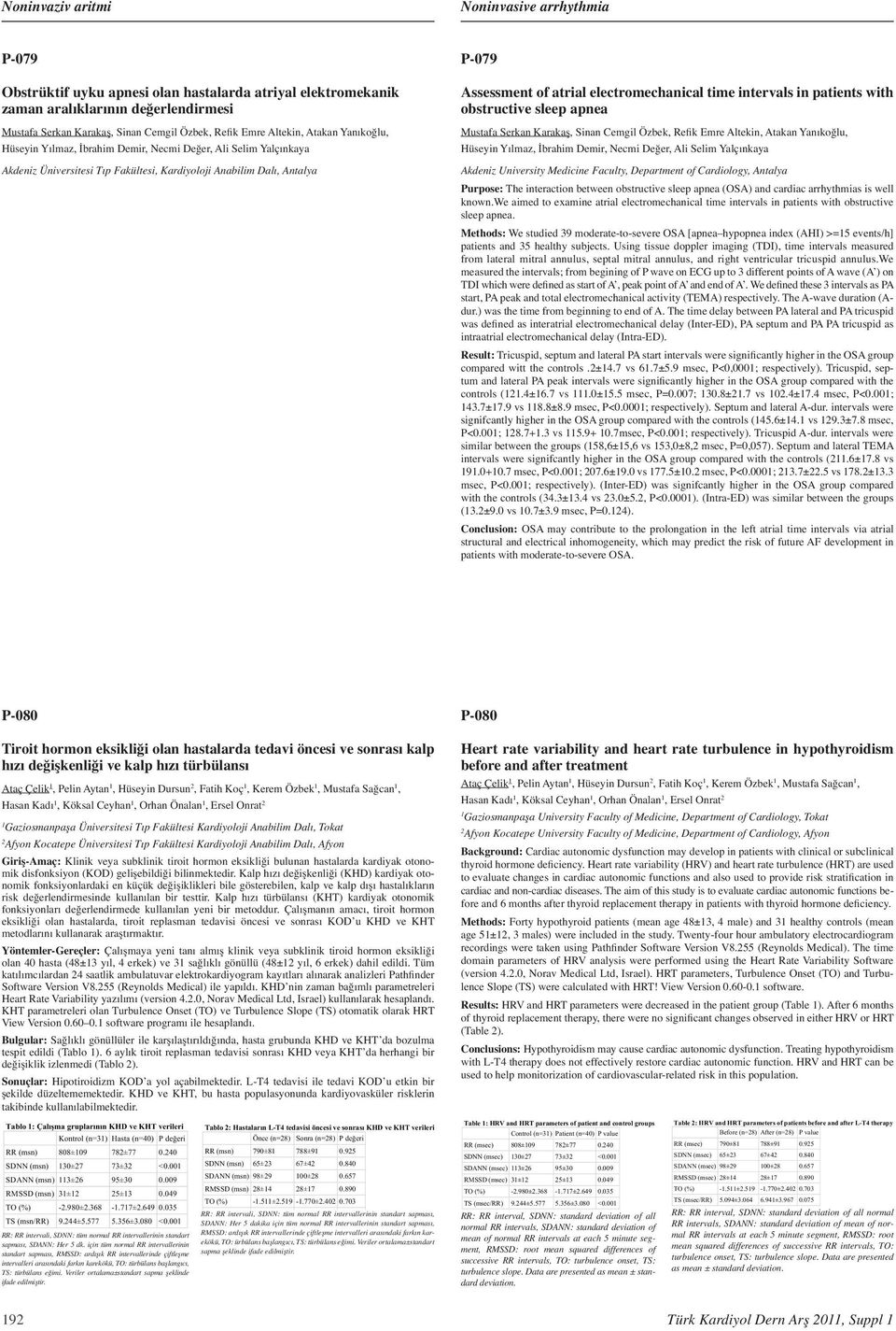 electromechanical time intervals in patients with obstructive sleep apnea Mustafa Serkan Karakaş, Sinan Cemgil Özbek, Refik Emre Altekin, Atakan Yanıkoğlu, Hüseyin Yılmaz, İbrahim Demir, Necmi Değer,