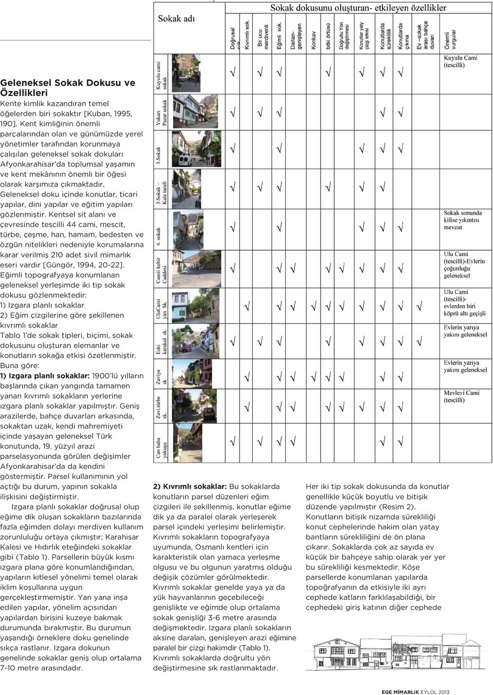 esi olarak karfl m za ç kmaktad r. Geleneksel doku içinde konutlar, ticari yap lar, dini yap lar ve e itim yap lar gözlenmifltir.