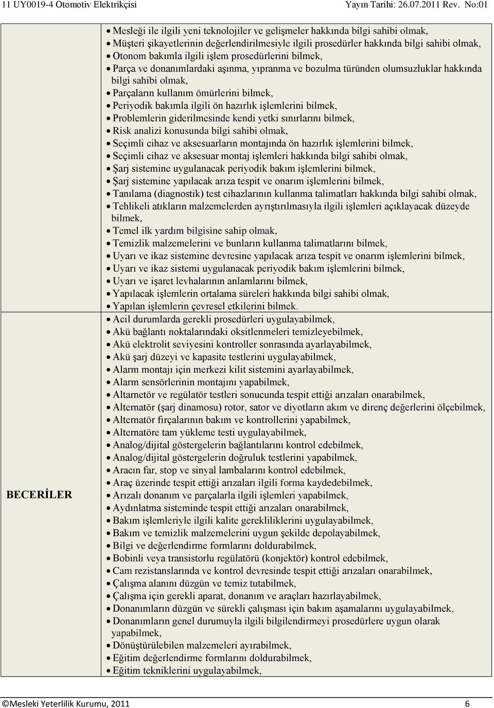 sınırlarını Risk analizi konusunda Seçimli cihaz ve aksesuarların montajında ön hazırlık işlemlerini Seçimli cihaz ve aksesuar montaj işlemleri hakkında Şarj sistemine uygulanacak periyodik bakım