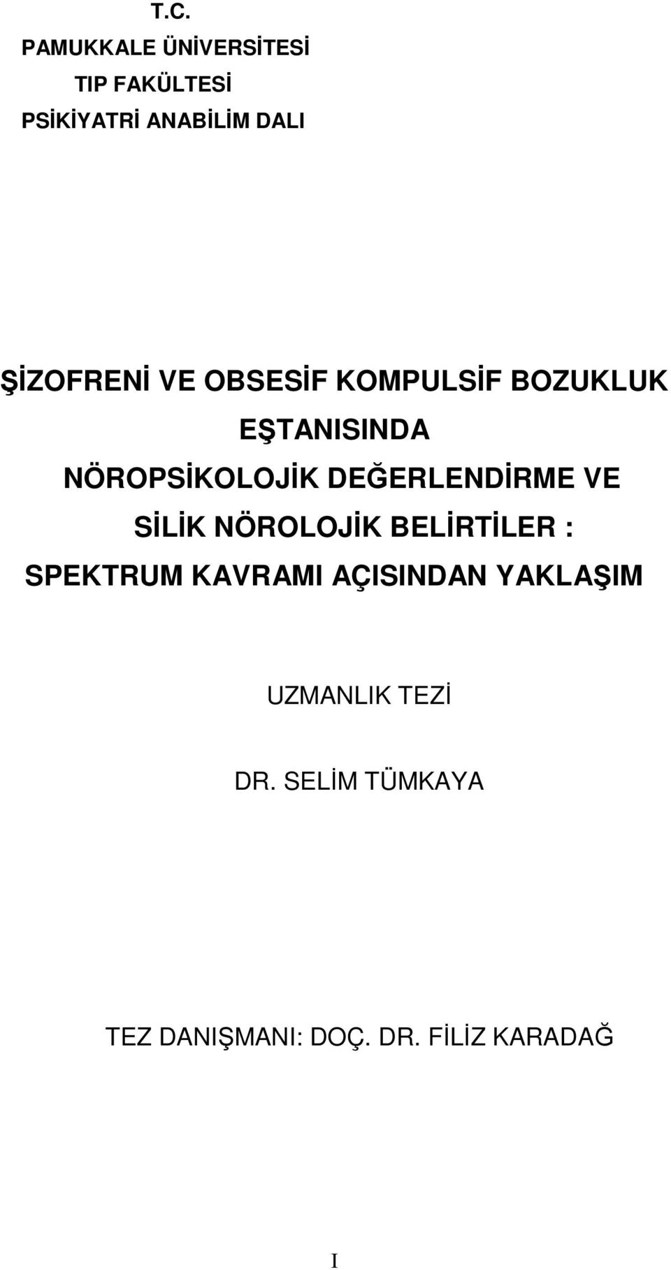 DEĞERLENDİRME VE SİLİK NÖROLOJİK BELİRTİLER : SPEKTRUM KAVRAMI