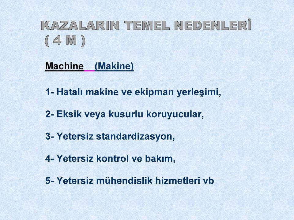 3- Yetersiz standardizasyon, 4- Yetersiz